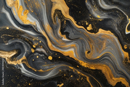 A gold and black swirl pattern with gold specks