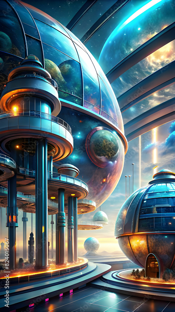 Fototapeta premium a futuristic institute on the planet mercury