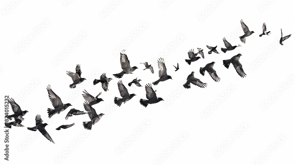 Naklejka premium flock of birds isolated on white background