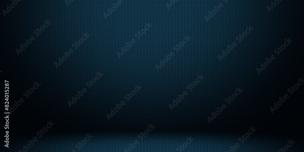 Abstract blue grid perspective design background with lighting. High technology lines landscape connect of future