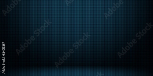 Abstract blue grid perspective design background with lighting. High technology lines landscape connect of future photo