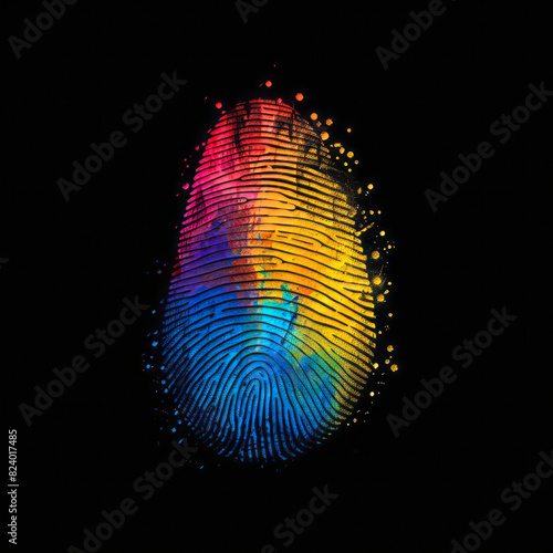 impressão digital com as cores do arco íris