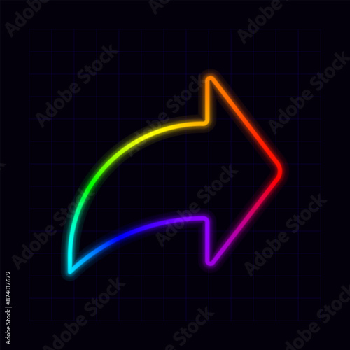 Share icon, neon rainbow visuals, gradient mesh graphics.