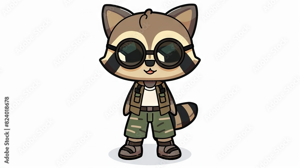   A cartoon raccoon in a pilot's uniform and goggles, set against a white backdrop