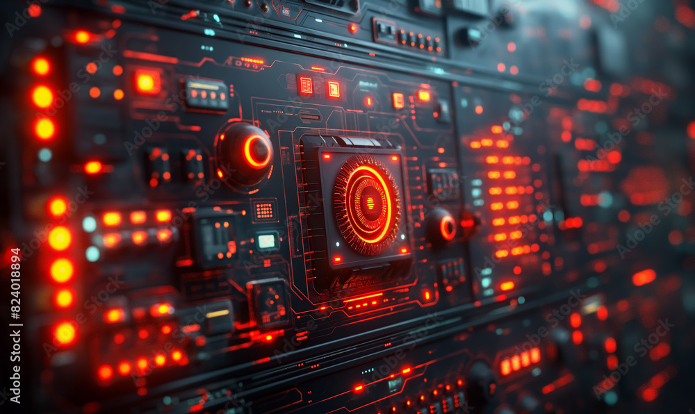 Futuristic Computer With Orange Lights. Futuristic Computer With Orange Lights.