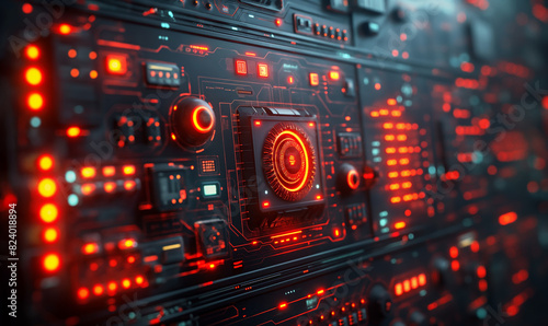 Futuristic Computer With Orange Lights. © Andreas