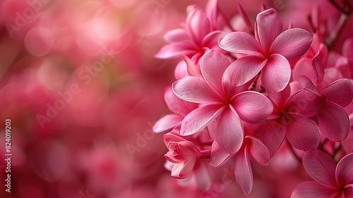  Close-up of pink flowers on a branch with blurred pink flowers in the background
