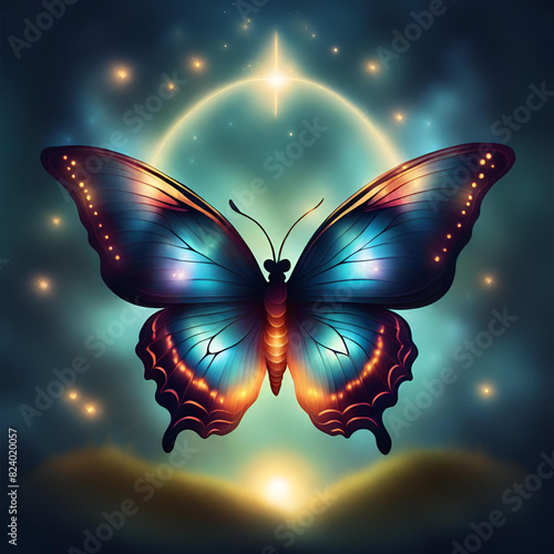 Glowing Dreamy Fantasy Stars Space Auric Aura Bright Glowing Butterfly Starseed Reiki Healing Light Codes 444 photo