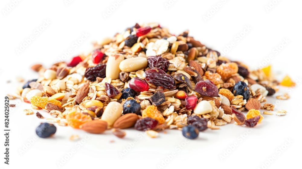 Muesli on a white background Muesli on a white background