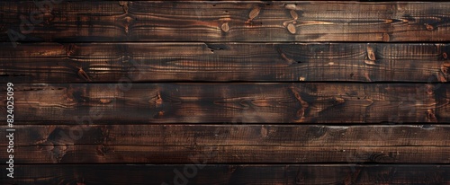 Dark brown wooden background with texture of old wood planks. Wooden wall in dark color photo