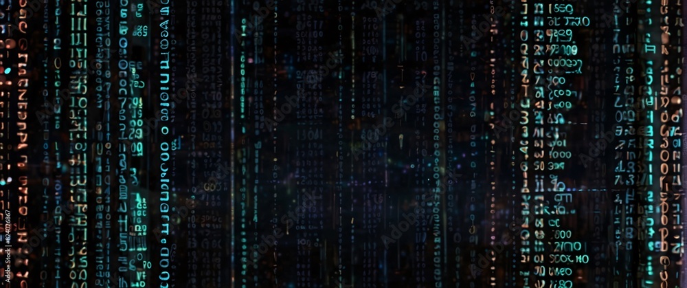 An abstract digital background with binary code and AI algorithms running in the background An abstract digital background with binary code and AI algorithms running in the background