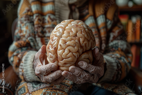 A patient with Alzheimer s disease participating in memory exercises and cognitive stimulation to slow cognitive decline. Concept of neurodegenerative disorder and memory care. Generative Ai.