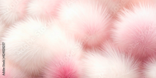 A close up of a fluffy pink and white fur ball, exuding softness and ethereal charm like a dreamy cloud on a sunny day.
