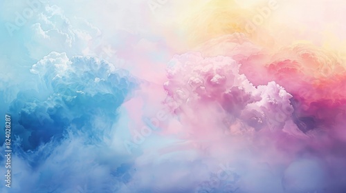 Watercolor painting of an ethereal rainbow dissolving into a cloud, soft, dreamy textures realistic photo