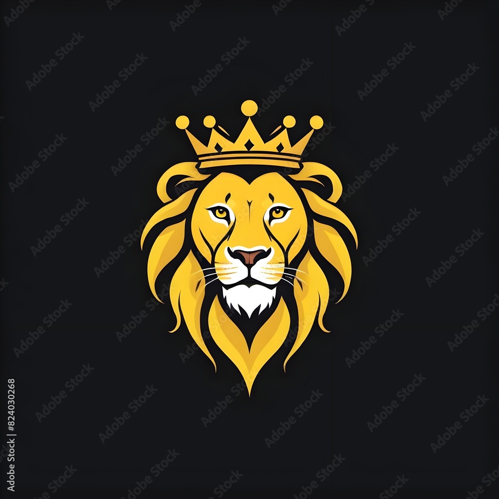 Obraz premium yellow lion head with crown