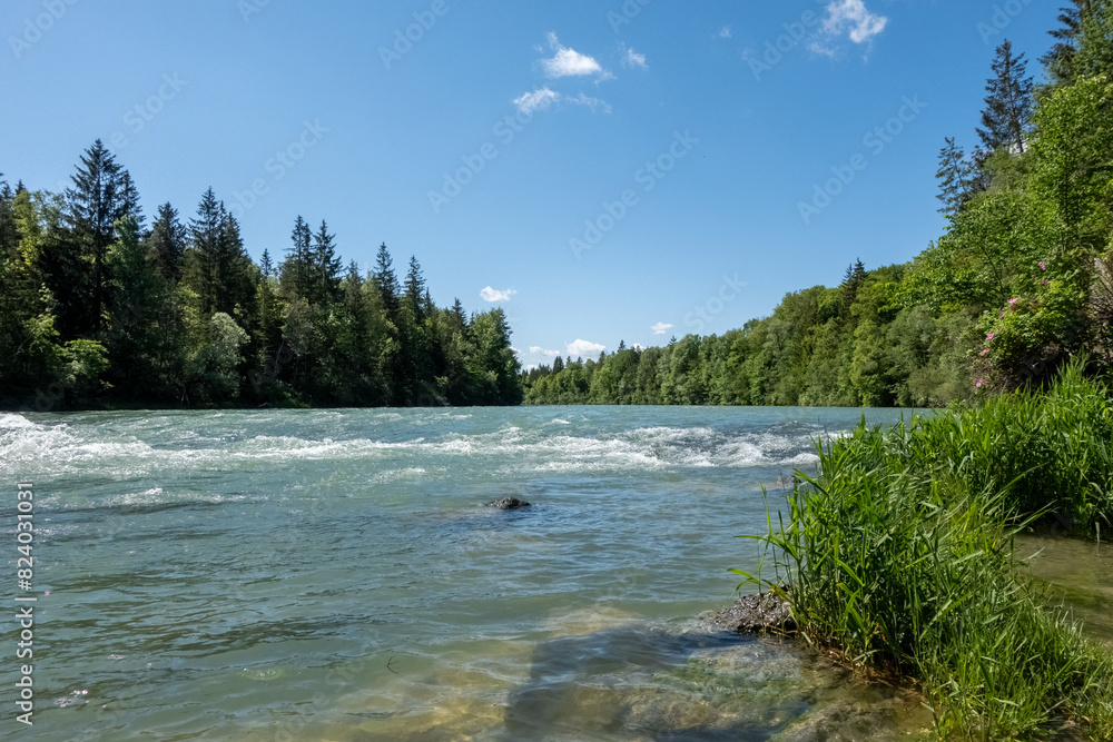 Wild river Lech at Kaufering, Bavaria, Germany. Wild river Lech at Kaufering, Bavaria, Germany.