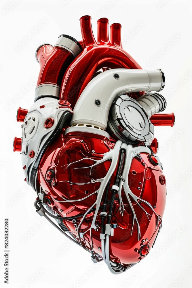 Fototapeta premium Futuristic Cybernetic Heart Design. Generative ai