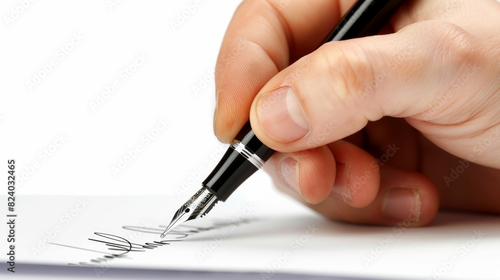 Hand Signing a Document with a Pen. Generative ai Hand Signing a Document with a Pen. Generative ai