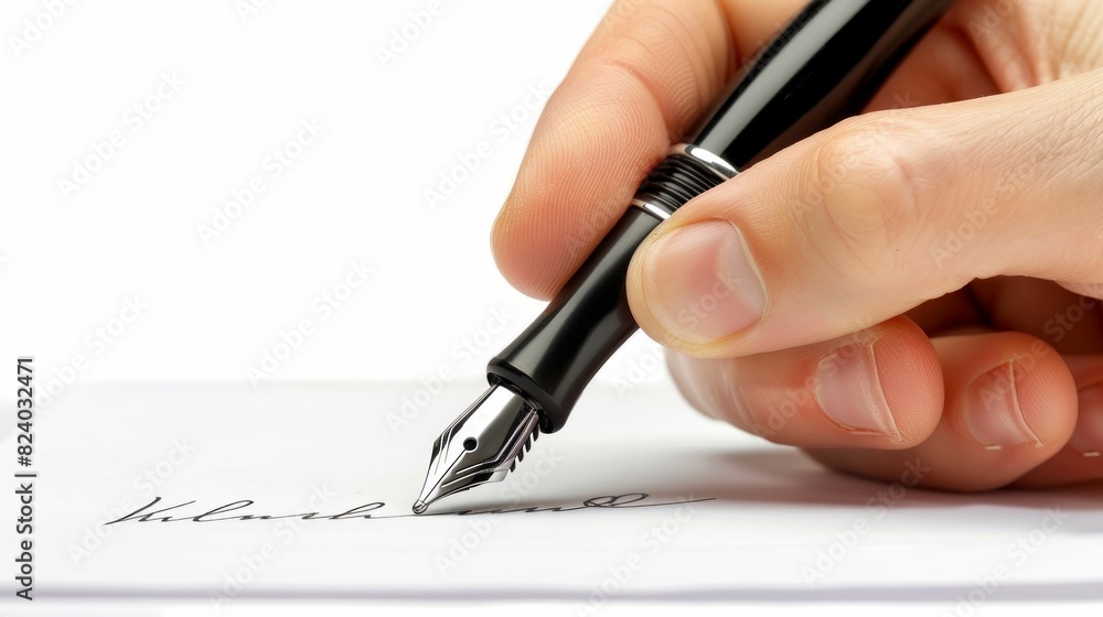 Hand Signing a Document with a Pen. Generative ai Hand Signing a Document with a Pen. Generative ai