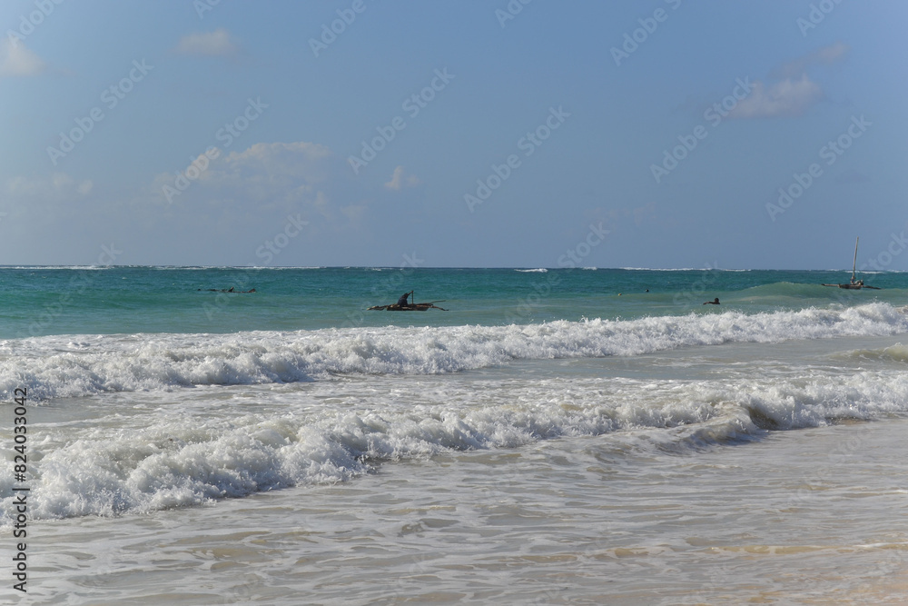 Paradise beach with white sand and palm trees in Kenya Paradise beach with white sand and palm trees in Kenya