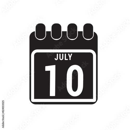 Calendar displaying day 10th ( tenth ) of the July - Day 10 of the month. illustration
