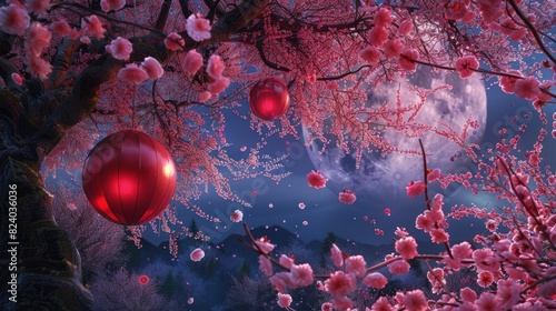 cherry blossoms under a full moon photo