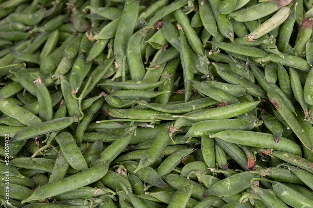 Fresh shelled peas at the market