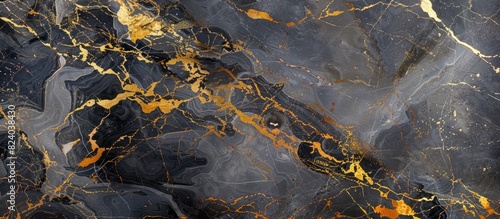 Dark grey and gold marble with stunning veining, showcasing rich tones of black, brown, gray, and golden hues