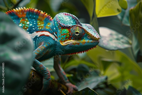 Experience the mesmerizing colors of a chameleon blending into the lush foliage of Costa Rica.