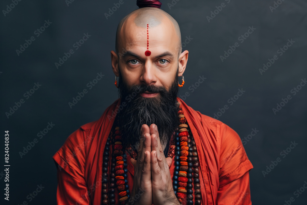 Portrait Photo of a Hindu Monk, Brahman, Generative AI Portrait Photo of a Hindu Monk, Brahman, Generative AI