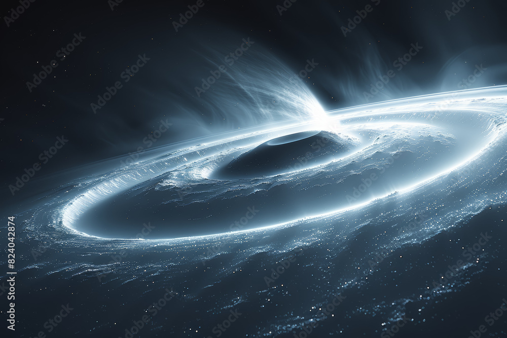 The gentle curve of a planetary ring system, a celestial adornment ...