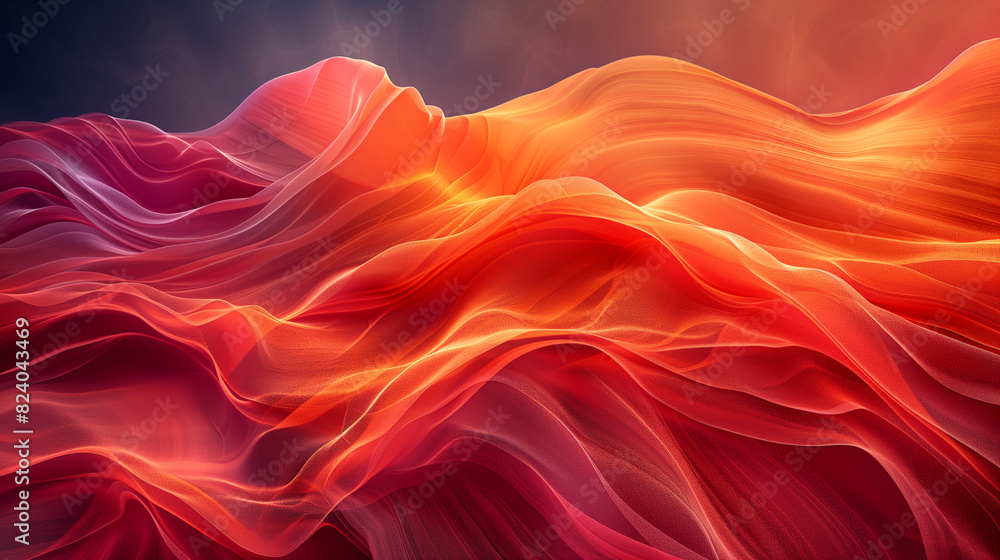 Obraz premium A computer generated scene featuring a dynamic and vibrant wave in shades of red and orange, spiraling and twisting in a fluid motion