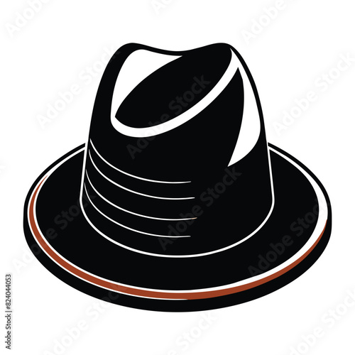 Cowboy or Cowgirl western cap or hat black and white vector silhouette isolated on white background 04 photo