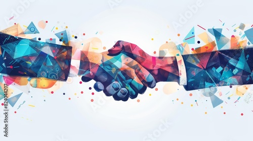 Creative business illustration of strategic partnerships, depicting the collaboration between two businesses for mutual success