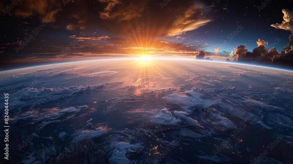 blue sunrise, view of earth from space blue sunrise, view of earth from space