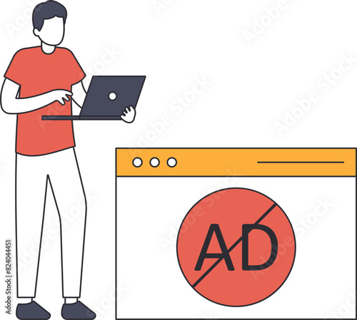 AD Blocking, Anti ads blocking or advertising on web browser and mobile application concept,
