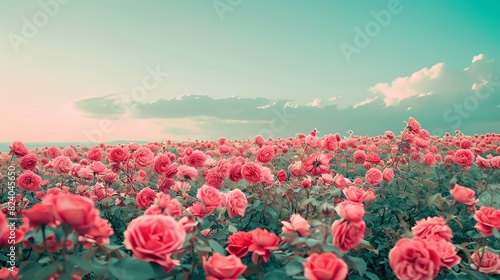 Wallpaper Mural Majestic view of flower fields at sunset with beautiful sky	 Torontodigital.ca