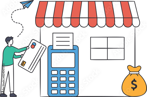 Принти на полотні Credit payment, credit score for credit card spending with sufficient cash to pa
