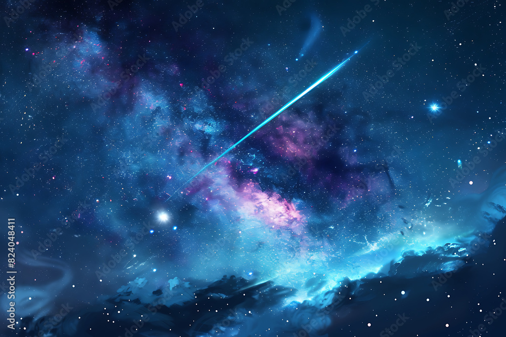 A spectacular shooting star streaks across a night sky filled with twinkling stars and cosmic wonders A spectacular shooting star streaks across a night sky filled with twinkling stars and cosmic wonders