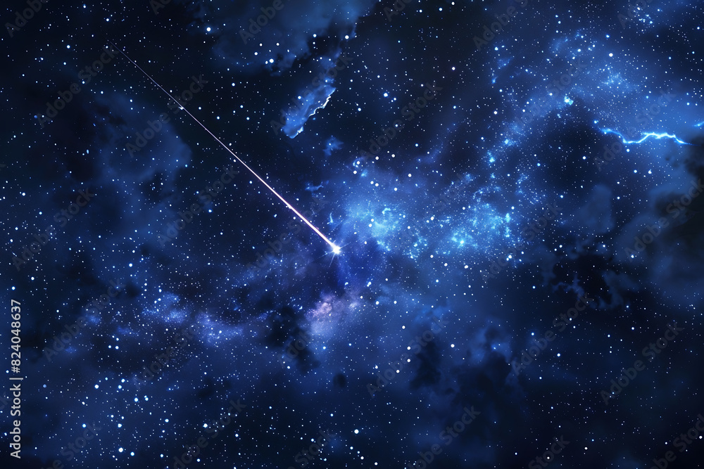 A spectacular shooting star streaks across a night sky filled with twinkling stars and cosmic wonders A spectacular shooting star streaks across a night sky filled with twinkling stars and cosmic wonders