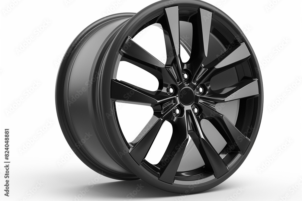Obraz premium Black Wheel on White Background