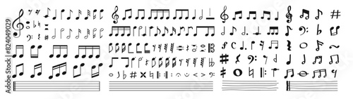 Big set of music notes icon, Music notes symbol
