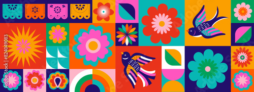 Geometrical pattern design for Hispanic Heritage month, Cinco de Mayo, Mexican fiesta or any other Latino celebration