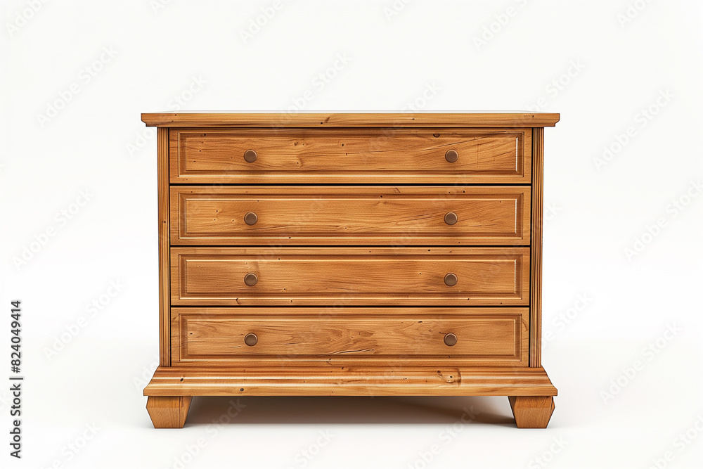 Wooden Chest of Drawers on White Background Wooden Chest of Drawers on White Background