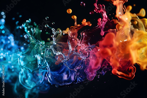 Colorful liquid shapes floating gracefully, creating a mesmerizing abstract pattern