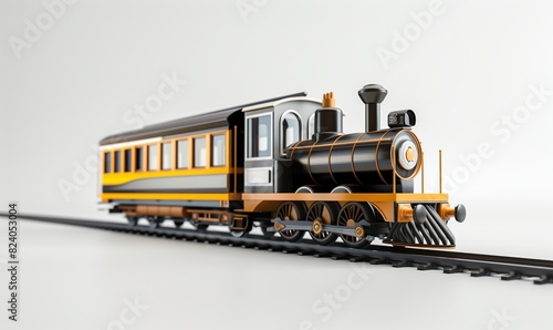 Treno su sfondo bianco, treno locomotiva. photo