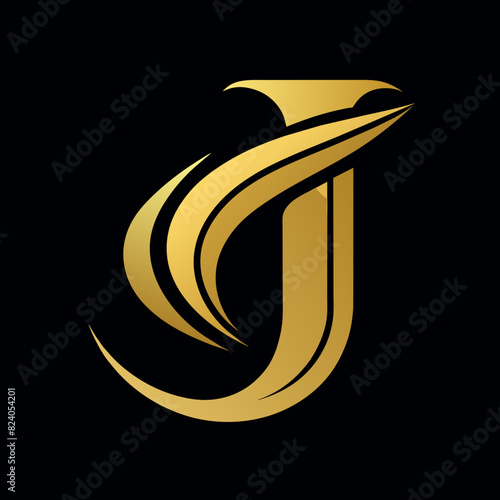 Unique regal golden royal, simple Letter "J" in capitals, business Logo Vector