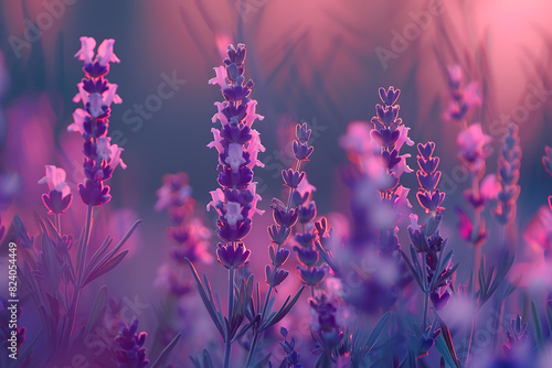 A vast lavender field in full bloom under a clear sky