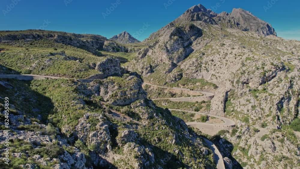 Aerial View of Mountain Road in Mallorca, Spain Aerial View of Mountain Road in Mallorca, Spain