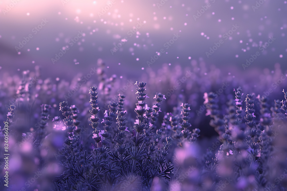 A vast lavender field in full bloom under a clear sky A vast lavender field in full bloom under a clear sky